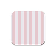 Pastel Pink Stripes Rubber Square Coaster (4 Pack)  by mccallacoulture