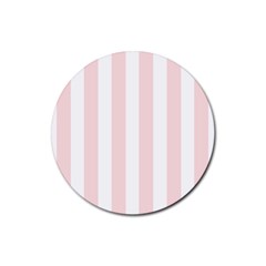 Pastel Pink Stripes Rubber Coaster (round) 