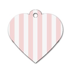 Pastel Pink Stripes Dog Tag Heart (two Sides) by mccallacoulture