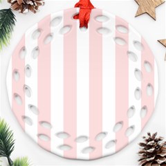 Pastel Pink Stripes Round Filigree Ornament (two Sides)