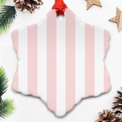 Pastel Pink Stripes Snowflake Ornament (two Sides)