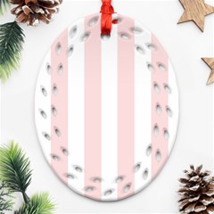 Pastel Pink Stripes Oval Filigree Ornament (two Sides)