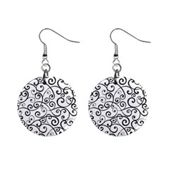 Black And White Swirls Mini Button Earrings