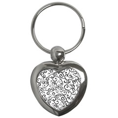 Black And White Swirls Key Chain (heart)