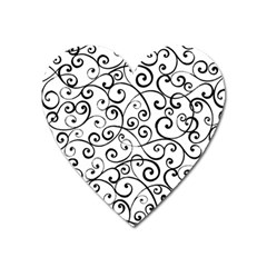 Black And White Swirls Heart Magnet by mccallacoulture