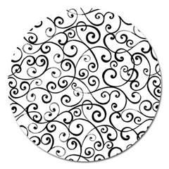 Black And White Swirls Magnet 5  (round) by mccallacoulture