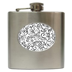 Black And White Swirls Hip Flask (6 Oz)