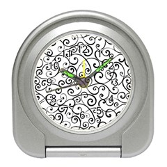 Black And White Swirls Travel Alarm Clock by mccallacoulture