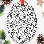 Black and White Swirls Oval Ornament (Two Sides) Back