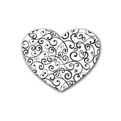 Black And White Swirls Heart Coaster (4 Pack)  by mccallacoulture