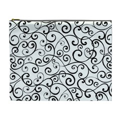 Black And White Swirls Cosmetic Bag (xl) by mccallacoulture