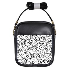 Black And White Swirls Girls Sling Bag by mccallacoulture