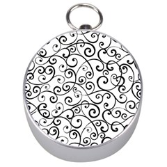 Black And White Swirls Silver Compasses by mccallacoulture