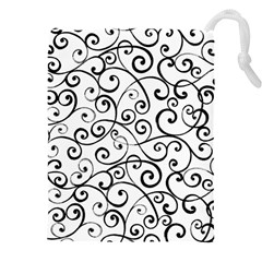 Black And White Swirls Drawstring Pouch (4xl)