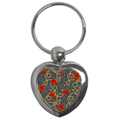 Golden Chain Pattern With Roses Key Chain (heart)