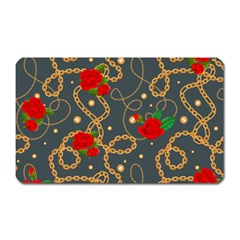 Golden Chain Pattern With Roses Magnet (rectangular) by designsbymallika