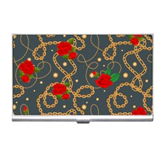 Golden Chain Pattern With Roses Business Card Holder by designsbymallika