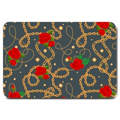 Golden Chain Pattern With Roses Large Doormat  by designsbymallika