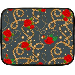 Golden Chain Pattern With Roses Double Sided Fleece Blanket (mini)  by designsbymallika