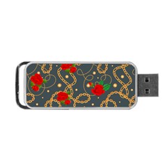 Golden Chain Pattern With Roses Portable Usb Flash (one Side) by designsbymallika