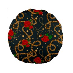 Golden Chain Pattern With Roses Standard 15  Premium Round Cushions