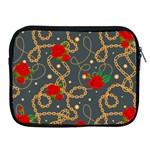 GOLDEN CHAIN PATTERN WITH ROSES Apple iPad 2/3/4 Zipper Cases Front