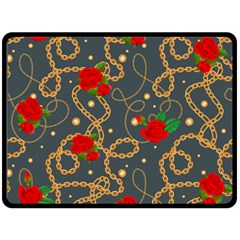 Golden Chain Pattern With Roses Double Sided Fleece Blanket (large)  by designsbymallika