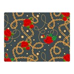 GOLDEN CHAIN PATTERN WITH ROSES Double Sided Flano Blanket (Mini)  35 x27  Blanket Back