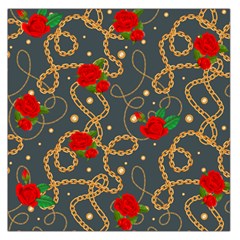 Golden Chain Pattern With Roses Large Satin Scarf (square) by designsbymallika