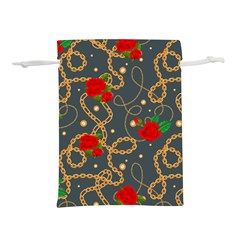 Golden Chain Pattern With Roses Lightweight Drawstring Pouch (m) by designsbymallika