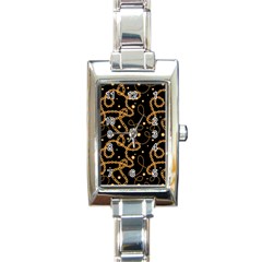 Golden Chain Print Rectangle Italian Charm Watch by designsbymallika