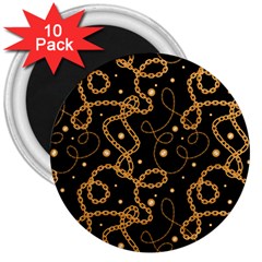 Golden Chain Print 3  Magnets (10 Pack)  by designsbymallika