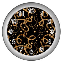 Golden Chain Print Wall Clock (silver) by designsbymallika