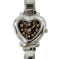 Golden Chain Print Heart Italian Charm Watch by designsbymallika