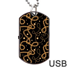 Golden Chain Print Dog Tag Usb Flash (one Side) by designsbymallika