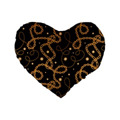 Golden Chain Print Standard 16  Premium Flano Heart Shape Cushions