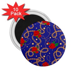 Blue Golden Chain Rose Pattern 2 25  Magnets (10 Pack)  by designsbymallika