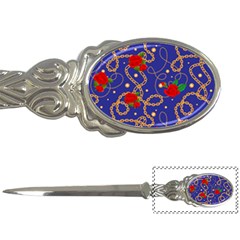 Blue Golden Chain Rose Pattern Letter Opener by designsbymallika