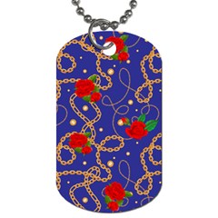 Blue Golden Chain Rose Pattern Dog Tag (one Side) by designsbymallika