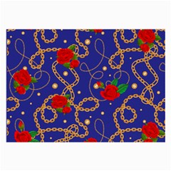 Blue Golden Chain Rose Pattern Large Glasses Cloth by designsbymallika