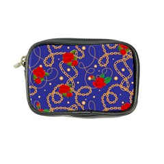 Blue Golden Chain Rose Pattern Coin Purse by designsbymallika