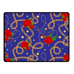 Blue Golden Chain Rose Pattern Fleece Blanket (small) by designsbymallika