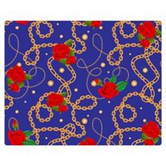 Blue Golden Chain Rose Pattern Double Sided Flano Blanket (medium)  by designsbymallika