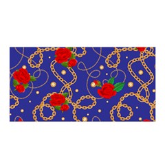 Blue Golden Chain Rose Pattern Satin Wrap by designsbymallika