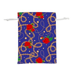 Blue Golden Chain Rose Pattern Lightweight Drawstring Pouch (s) by designsbymallika