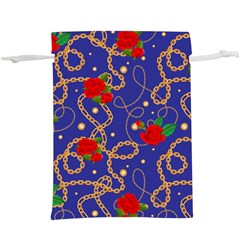 Blue Golden Chain Rose Pattern  Lightweight Drawstring Pouch (xl) by designsbymallika