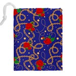 BLUE GOLDEN CHAIN ROSE PATTERN Drawstring Pouch (5XL) Back