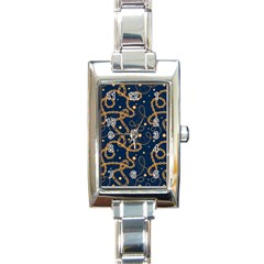 Golden Chain Pattern Rectangle Italian Charm Watch by designsbymallika