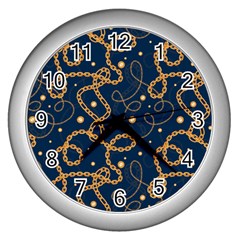 Golden Chain Pattern Wall Clock (silver) by designsbymallika