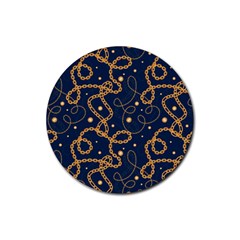 Golden Chain Pattern Rubber Round Coaster (4 Pack)  by designsbymallika